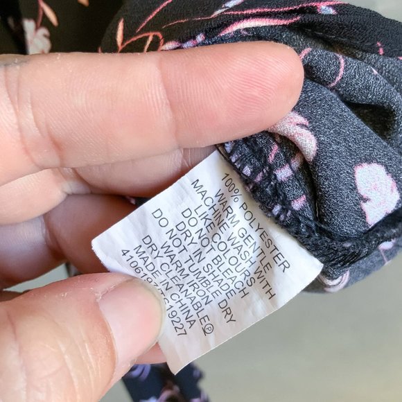 TOKITO Womens Black Pink Floral Tie Front Casual Blouse Top - Size 6 - Picture 4 of 5